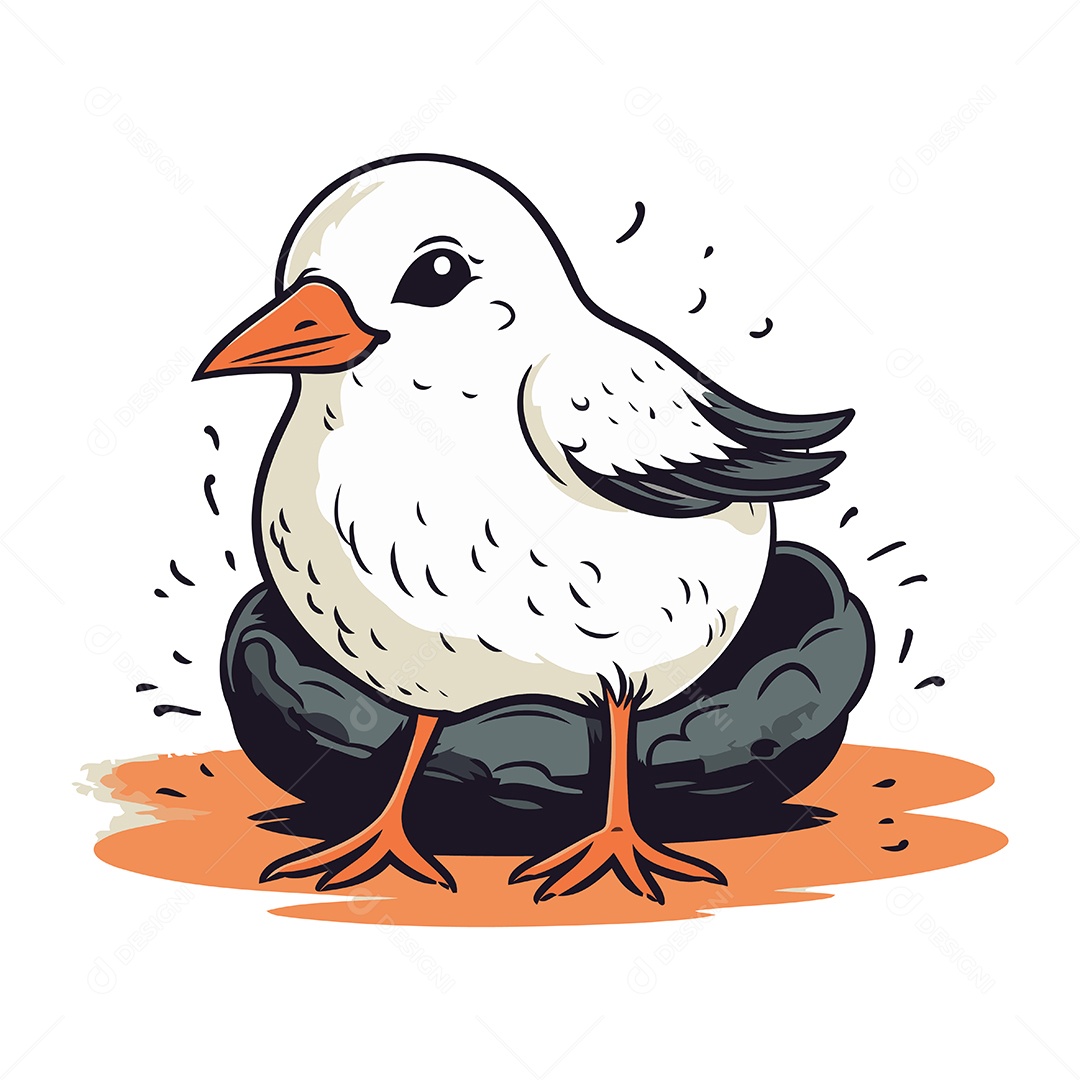 Gaivota de Desenho Animado Ilustração Vetor EPS