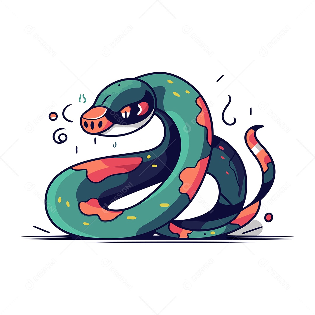 Cobra de Desenho Animado Ilustração Vetor EPS