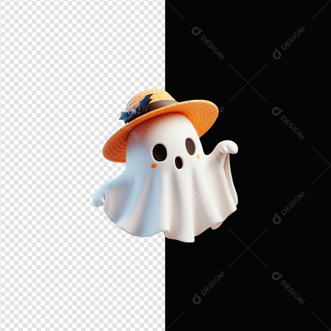 Elemento 3D Fantasma Halloween Para Composição PSD
