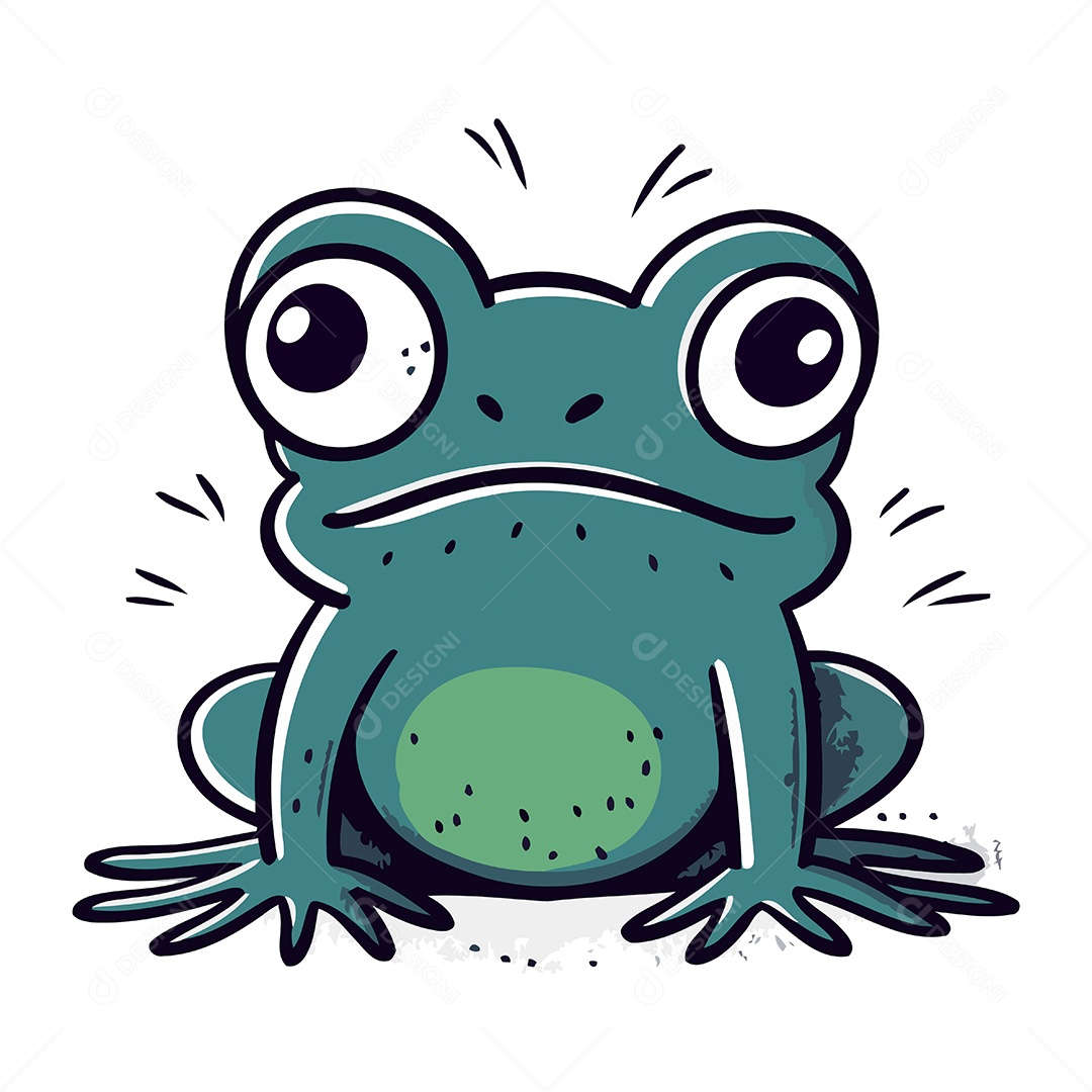 Sapo Fofo de Desenho Animado Ilustração Vetor EPS