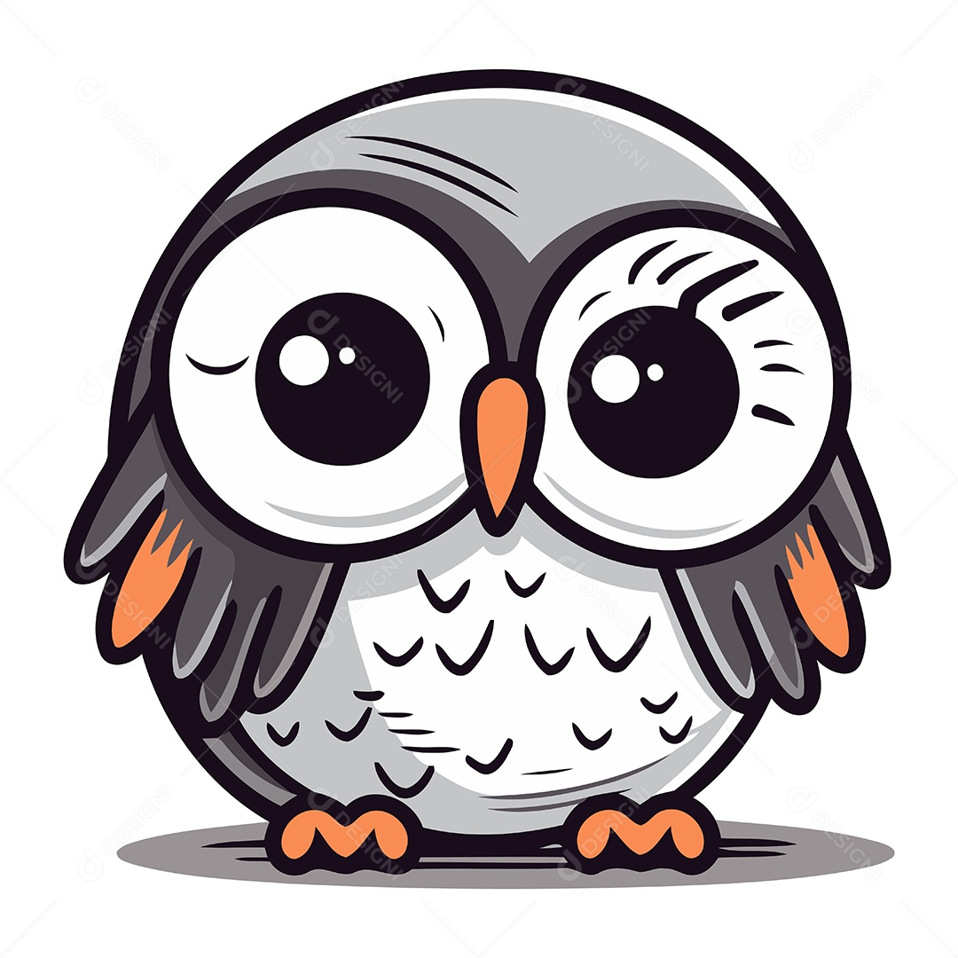 Coruja Fofa de Desenho Animado Ilustração Vetor EPS