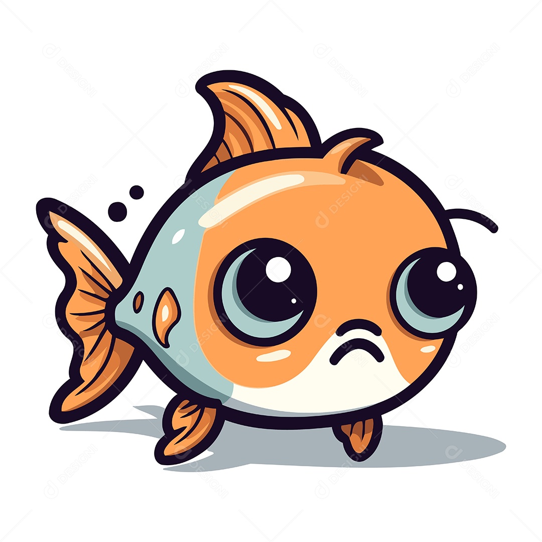 Peixe Fofo de Desenho Animado Ilustração Vetor EPS