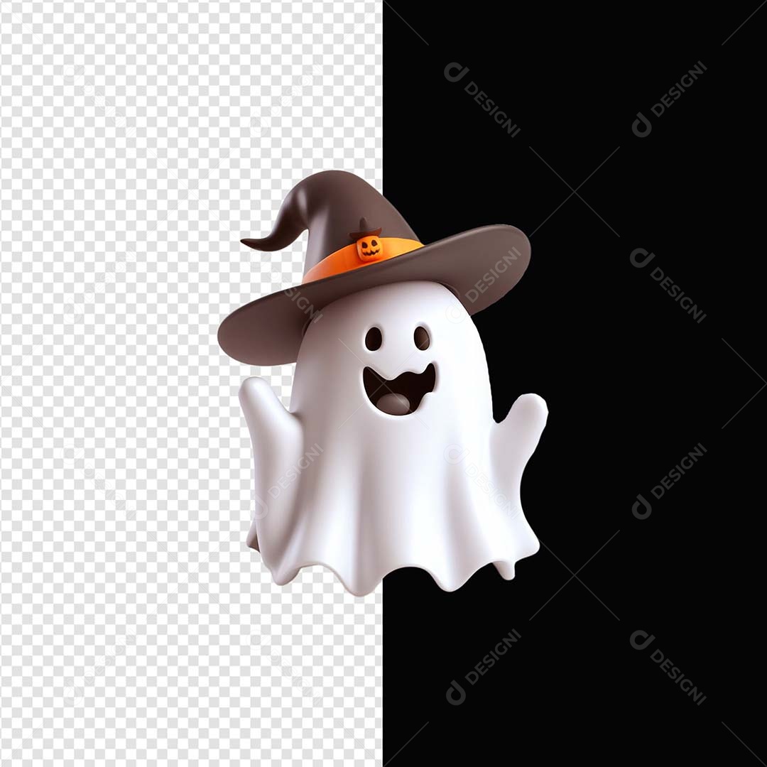 Elemento 3D Fantasma Halloween Para Composição PSD