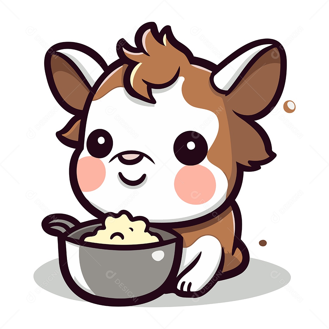 Cachorro com Tigela Ilustração Vetor EPS