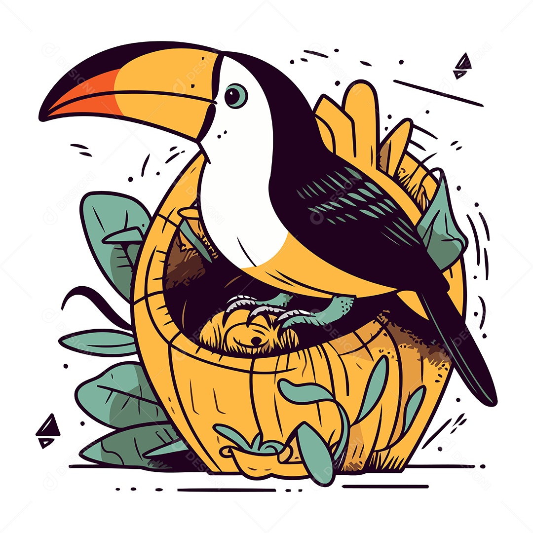 Tucano de Desenho Animado Ilustração Vetor EPS