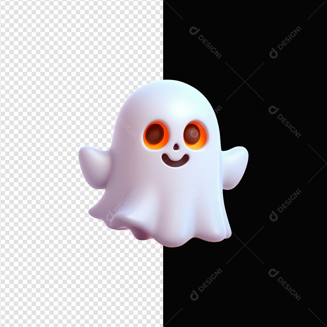 Elemento 3D Fantasma Halloween Para Composição PSD