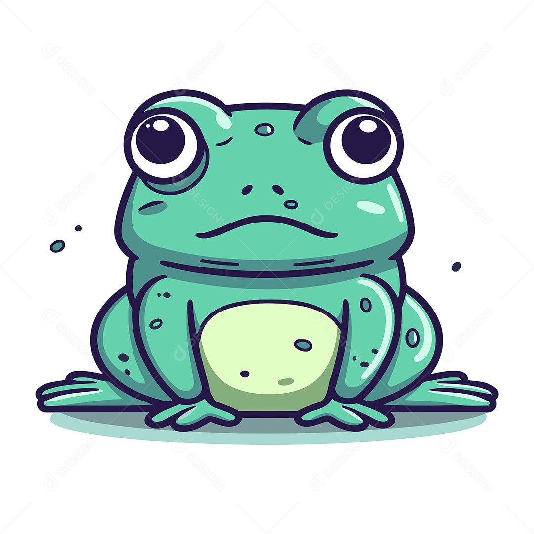 Sapo Fofo de Desenho Animado Ilustração Vetor EPS