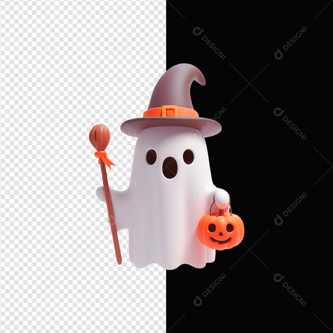 Elemento 3D Fantasma Halloween Para Composição PSD