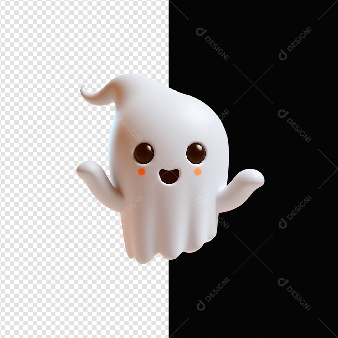 Elemento 3D Fantasma Halloween Para Composição PSD