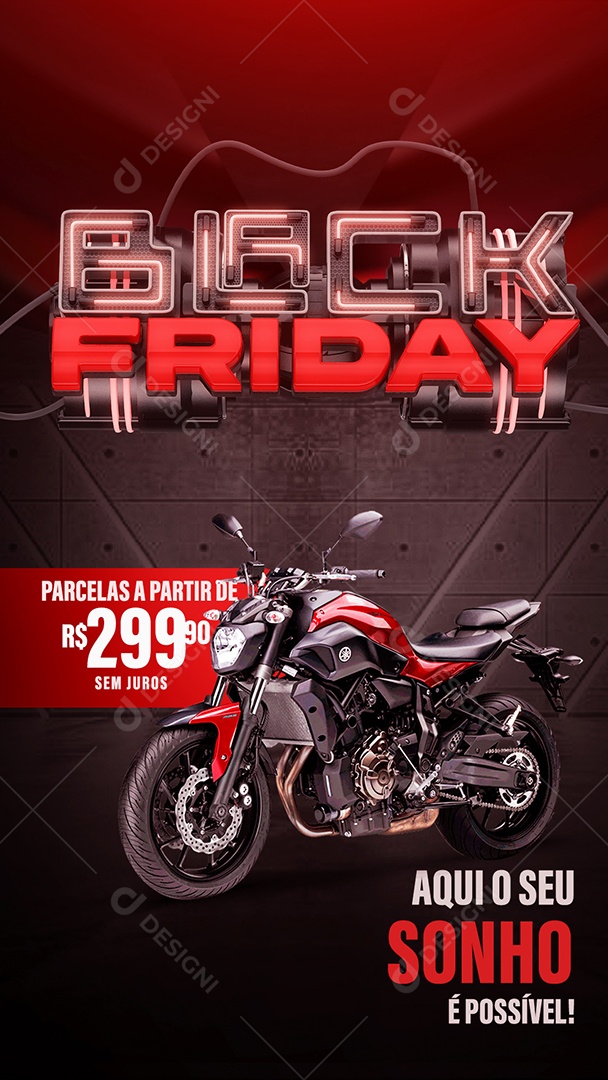 Social Media Story Black Friday Sonho é Possível Concessionária PSD Editável