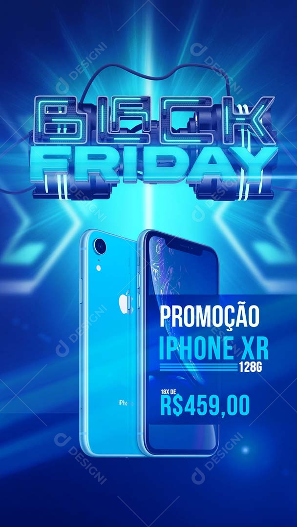 Social Media Story Black Friday Promoção Iphone XR PSD Editável