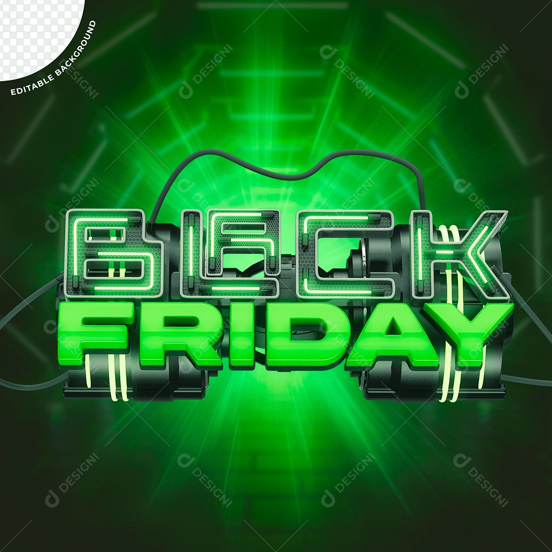 Selo 3D Verde Black Friday Para Composição PSD