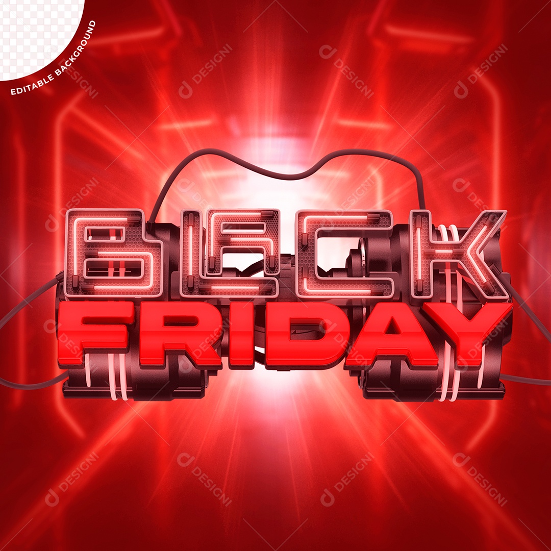 Selo 3D Vermelho Black Friday Para Composição PSD