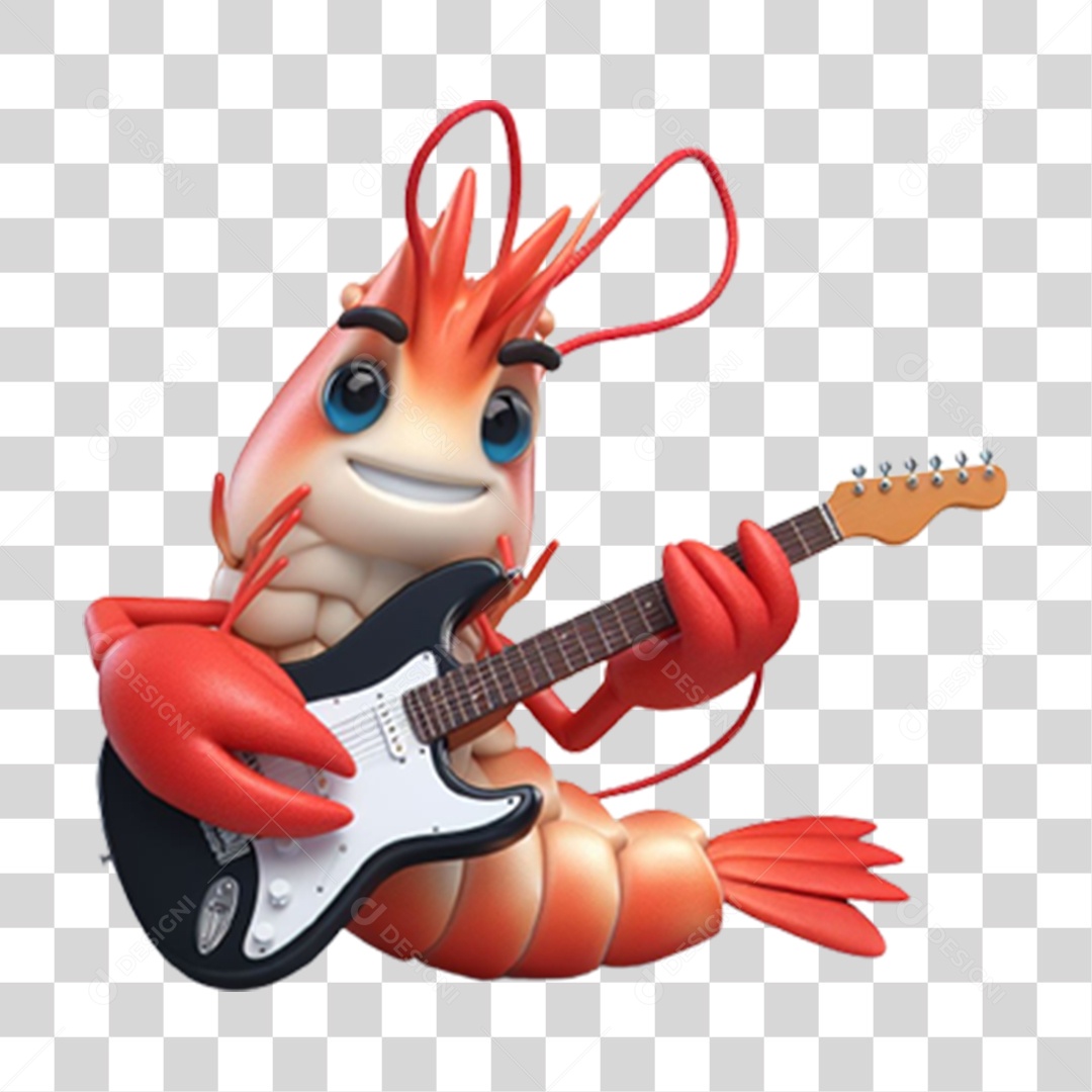 Camarão com Guitarra PNG Transparente