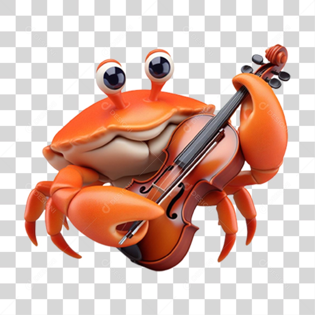 Caranguejo Tocando Violino PNG Transparente