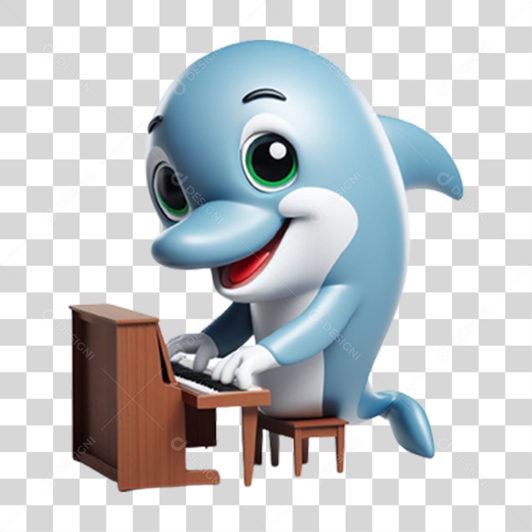 Golfinho Tocando Piano PNG Transparente