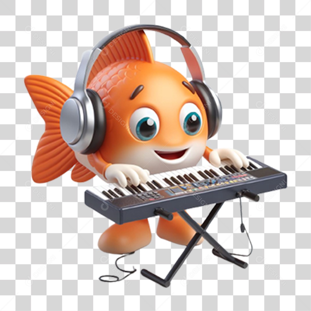 Peixe Tocando Teclado PNG Transparente