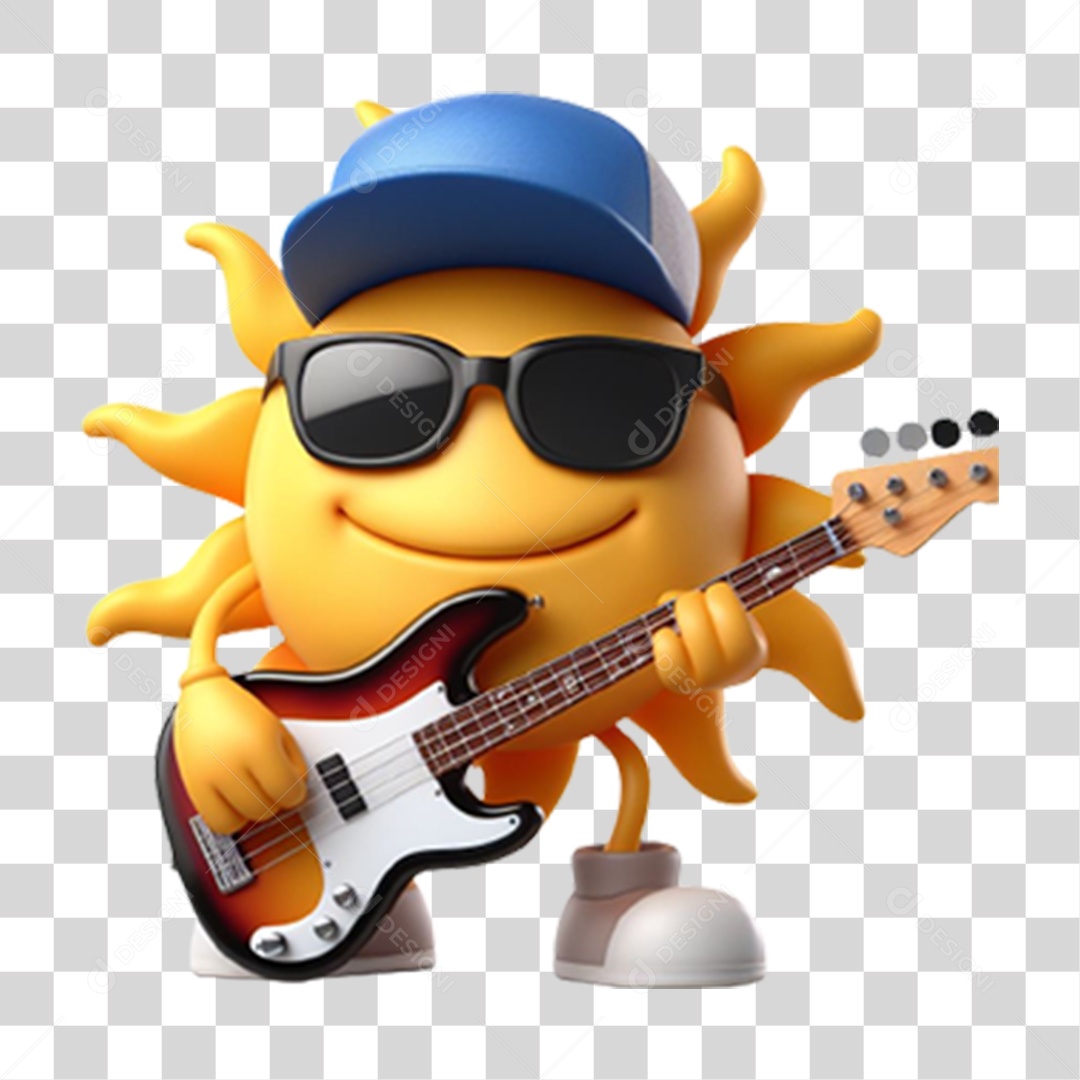 Solzinho com Guitarra PNG Transparente