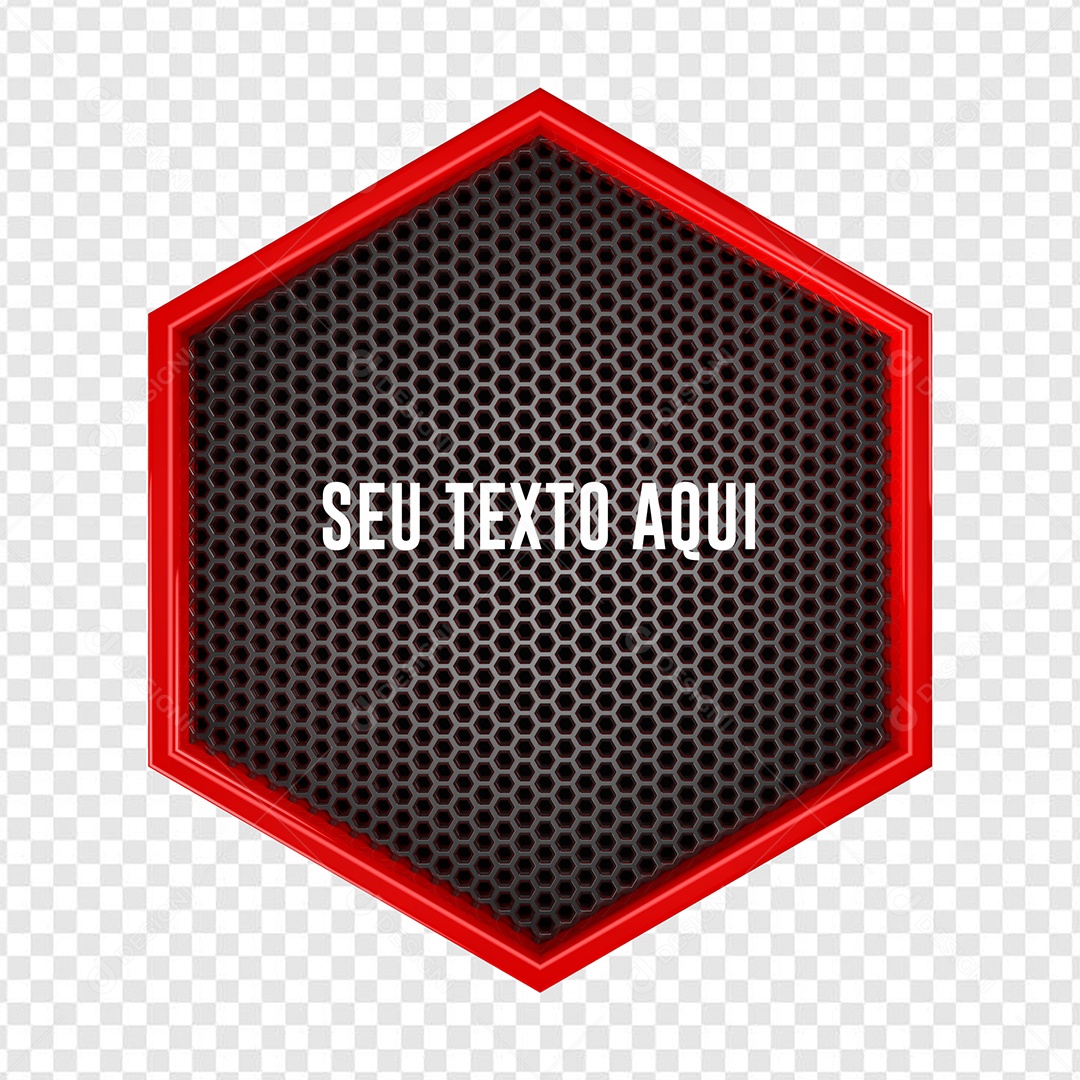 Placa de Metal Elemento 3D Preto Vermelho para Composição PSD