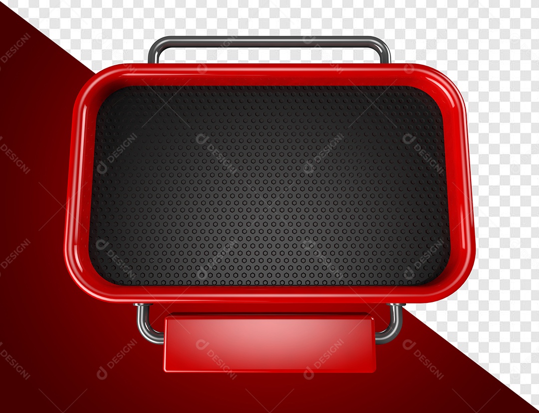 Placa de Madeira Elemento 3D Vermelho para Composição PSD