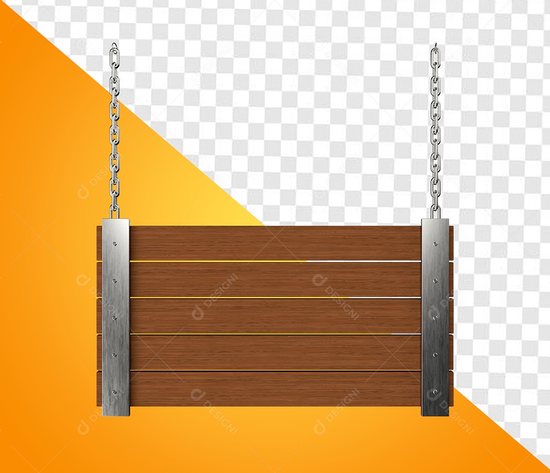 Placa de Madeira Elemento 3D Correntes para Composição PSD