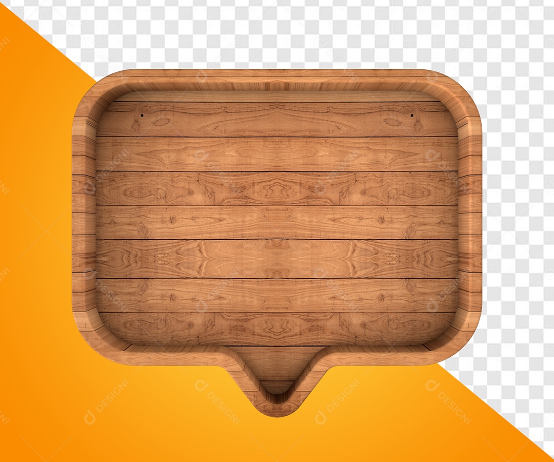 Caixa de Texto Madeira Elemento 3D para Composição PSD