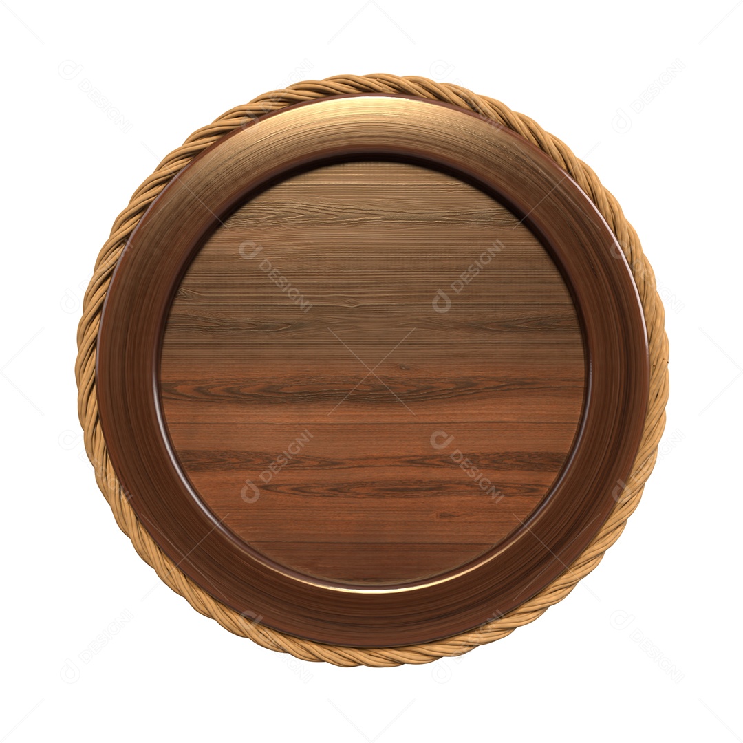 Painel Círculo de Madeira Elemento 3D para Composição PSD