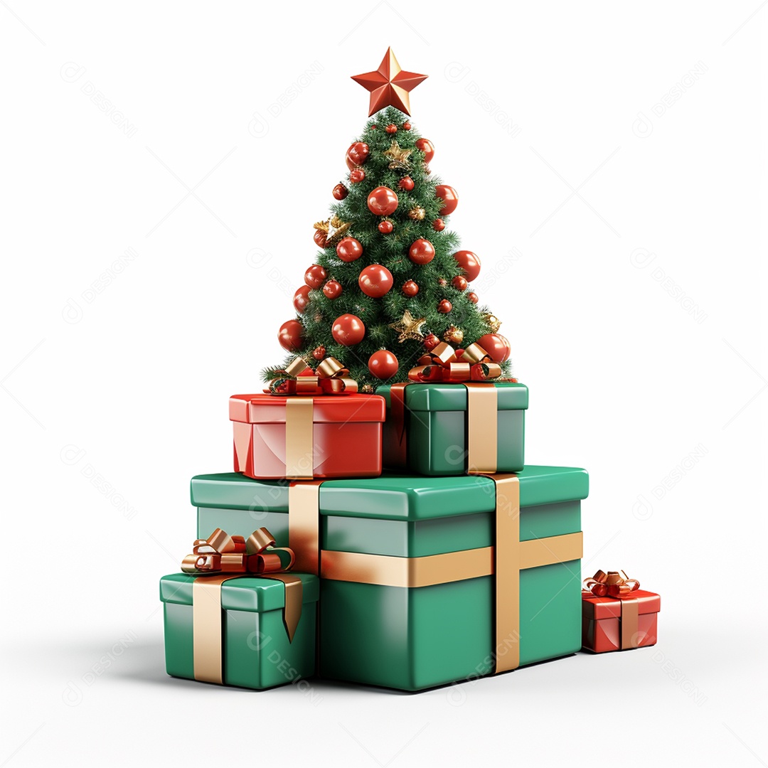 Árvore de natal decorada com presentes