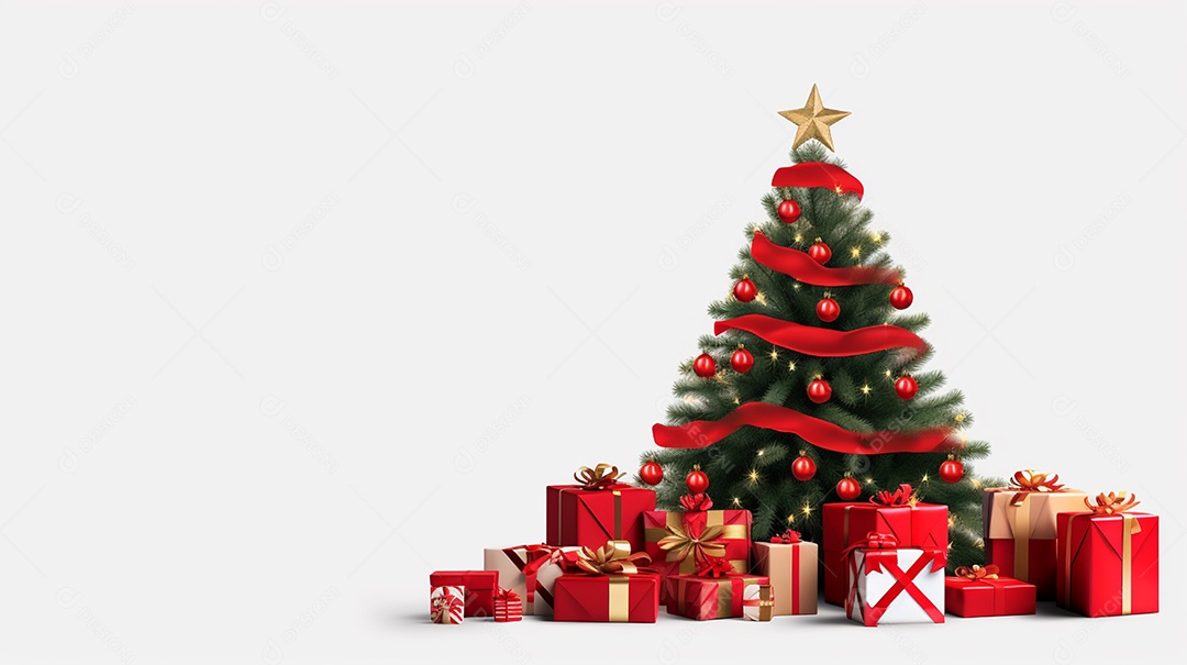 Árvore de natal decorada com presentes