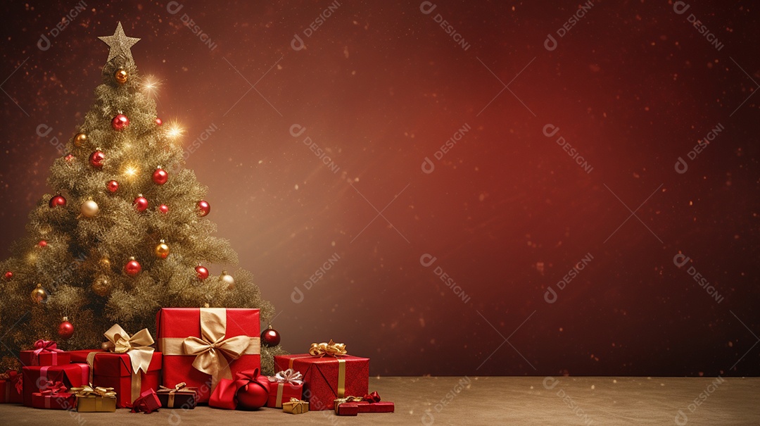 Árvore de natal decorada com presentes