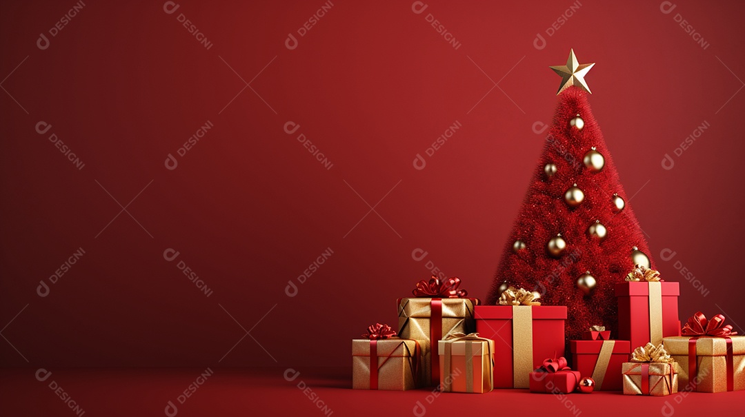 Árvore de natal decorada com presentes