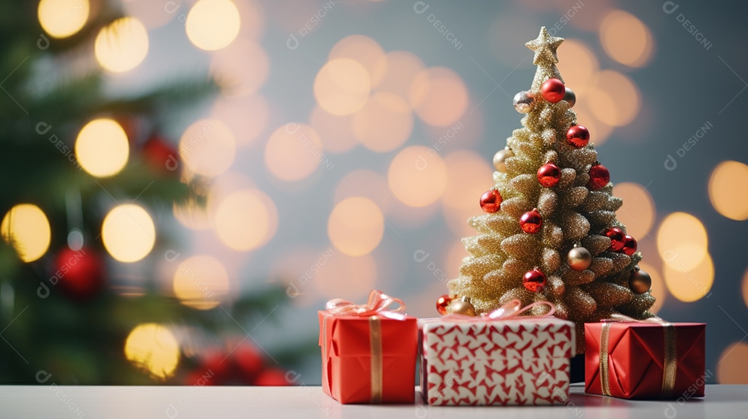 Árvore de natal decorada com presentes