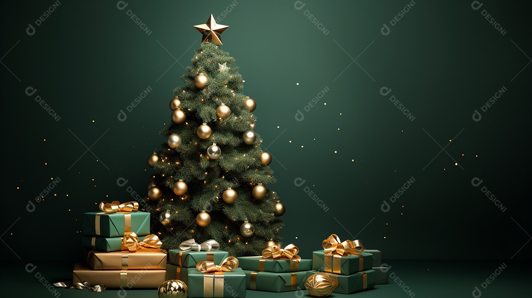 Árvore de natal decorada com presentes