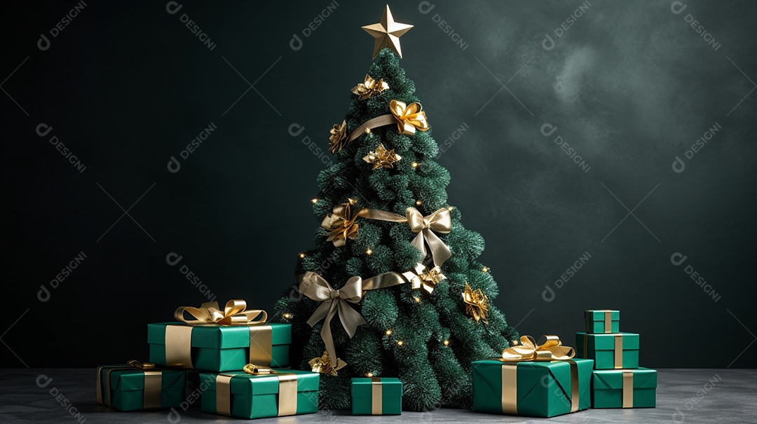 Árvore de natal decorada com presentes