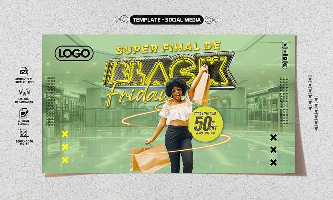 Social Media Banner Super Final De Black Friday PSD Editável