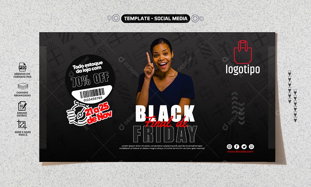 Social Media Banner Final De Black Friday PSD Editável