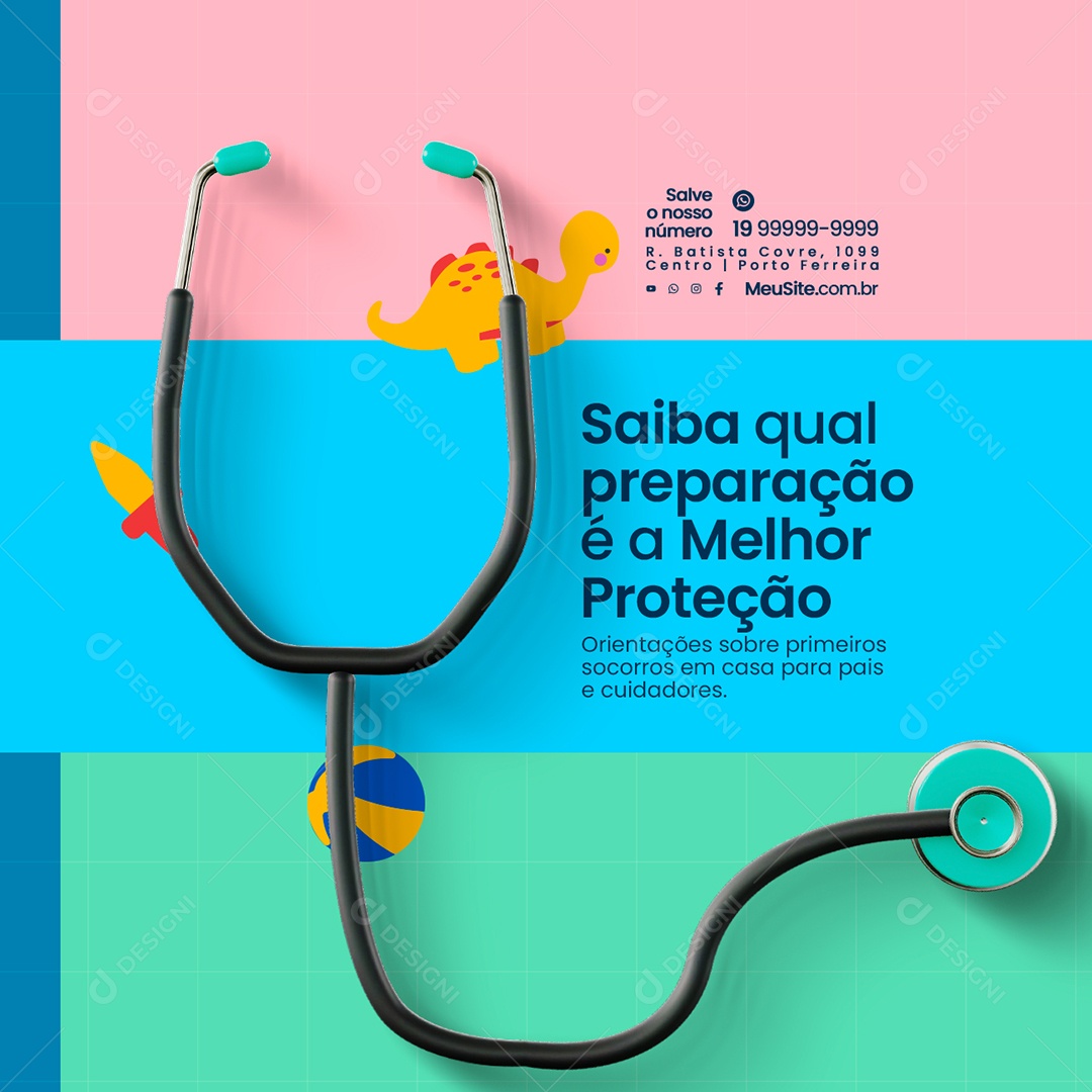 Clínica Pediatra Saiba Qual Preparação é a Melhor Proteção Social Media PSD Editável