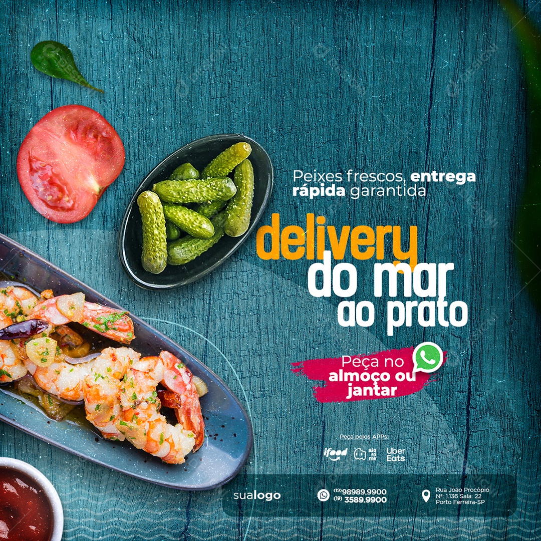 Social Media Delivery Do Mar Ao Prato Restaurante PSD Editável