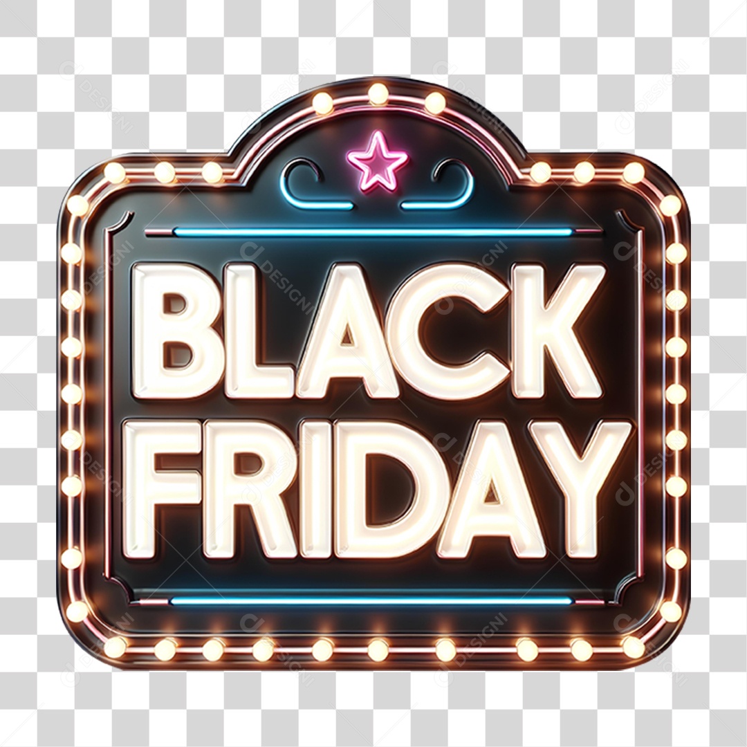 Selo 3D Black Friday para Composição PNG Transparente