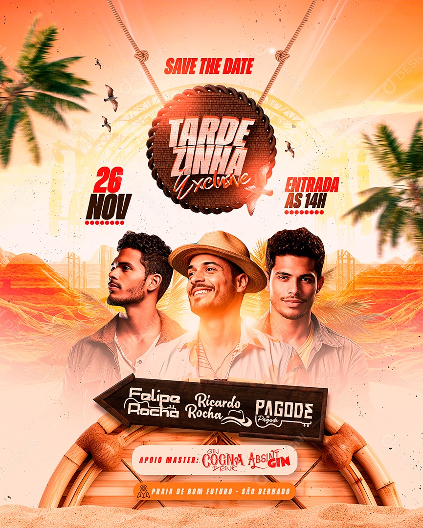 Flyer Tardezinha Exclusive Felipe Rocha Ricardo Rocha Pagode do Pagode Social Media PSD Editável
