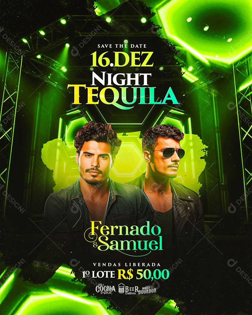 Flyer Night Tequila Fernado & Samuel Social Media PSD Editável