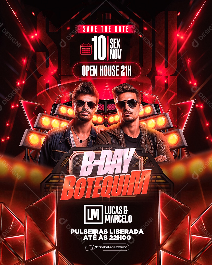 Flyer Open House B Day Botequim Lucas & Marcelo Social Media PSD Editável