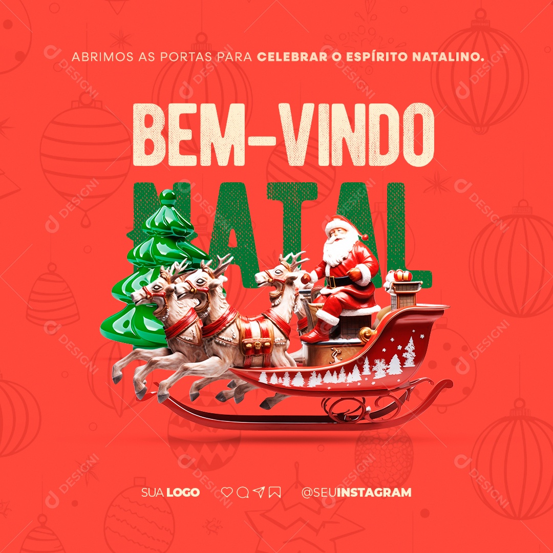 Social Media Bem Vindo Abrimos as Portas para Celebrar o Espírito Natalino PSD Editável