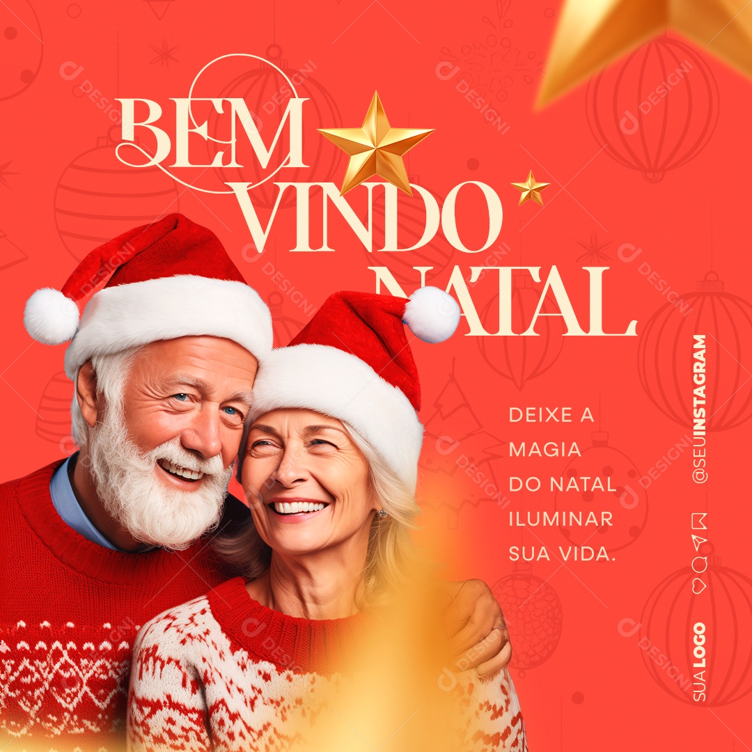 Bem Vindo Natal Deixe a Magia do Natal Iluminar sua Vida Social Media PSD Editável