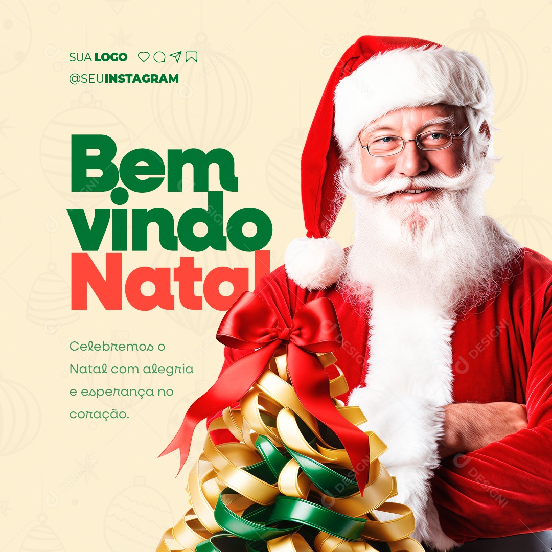 Bem Vindo Natal Celebremos o Natal com Alegria e Esperança no Coração Social Media PSD Editável