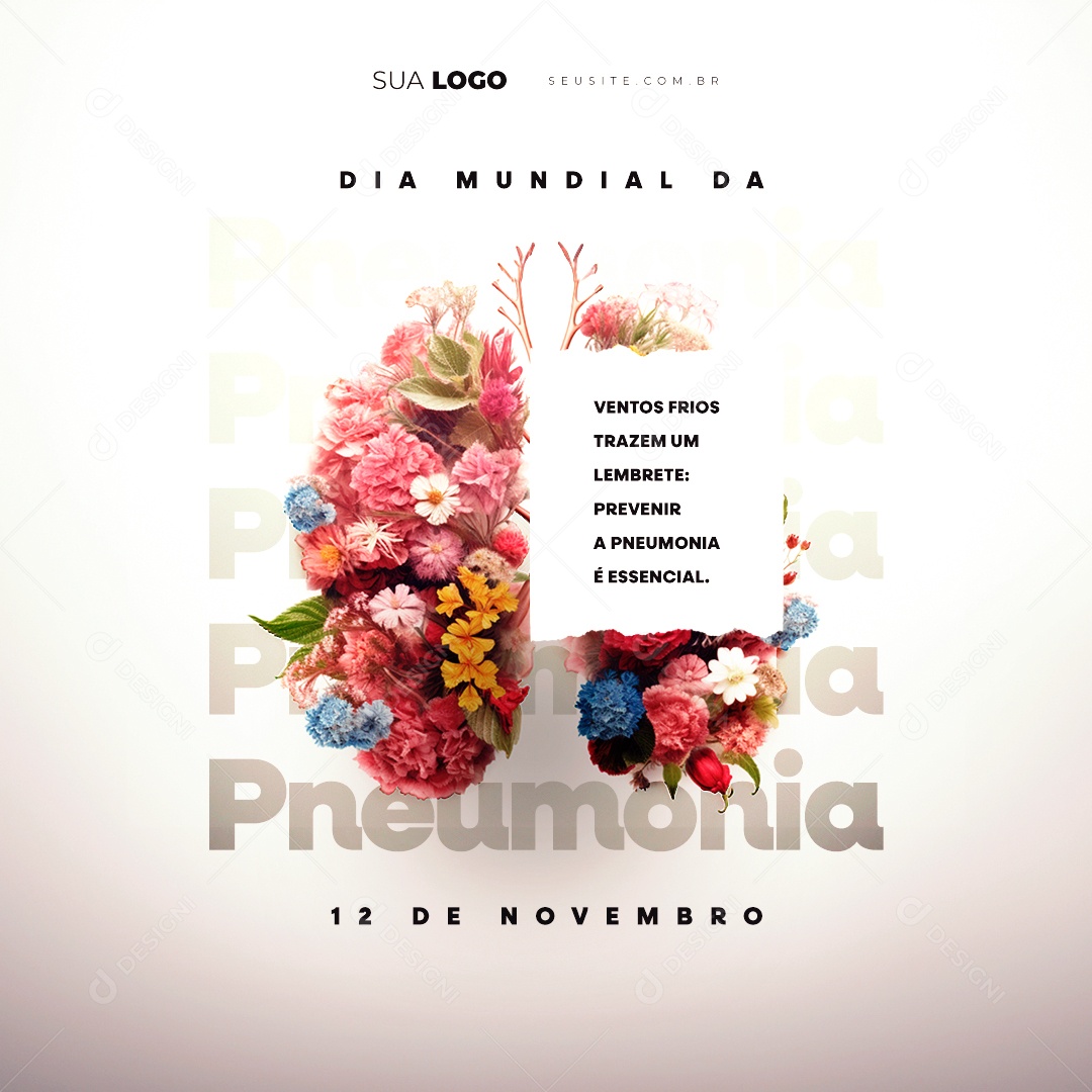 Dia Mundial da Pneumonia 12 de Novembro Social Media PSD Editável