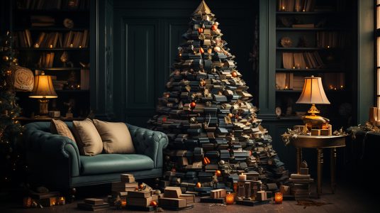 Árvore de Natal feita com Livros [download] - Designi