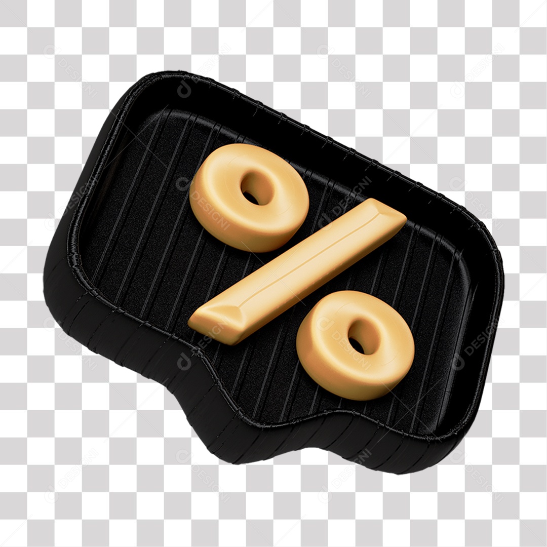 Elemento 3D Porcentagem Dourado e Preto Black Friday para Composição PNG Transparente