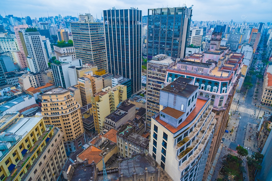 Vista aérea de edifícios no centro da cidade de São Paulo