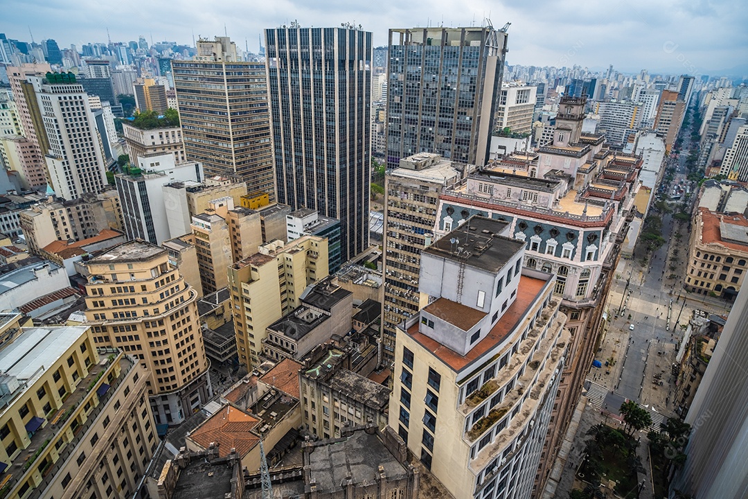 Vista aérea de edifícios no centro da cidade de São Paulo